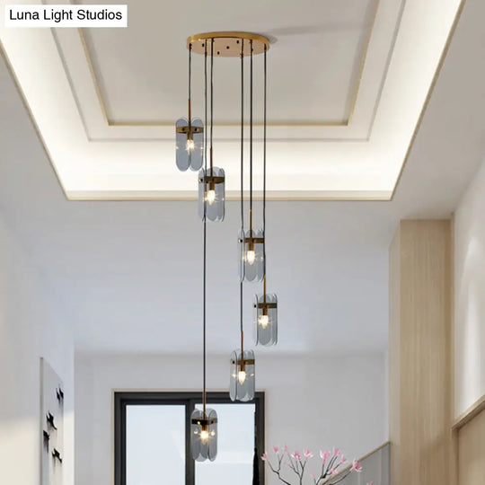 Modern Oval Panel Pendant Light Fixture For Glass Staircases