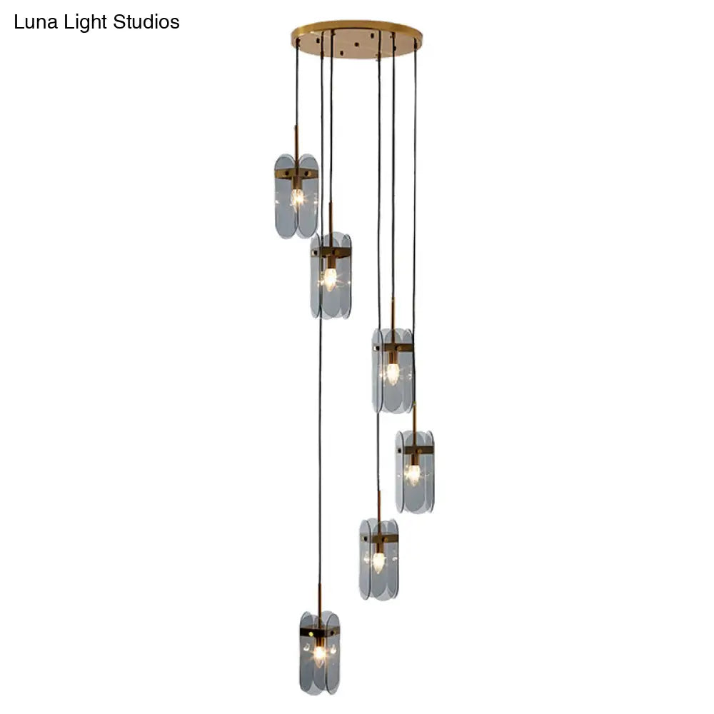 Modern Oval Panel Pendant Light Fixture For Glass Staircase