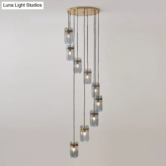 Modern Oval Panel Pendant Light Fixture For Glass Staircases