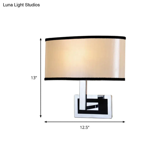 Modern Oval Wall Sconce: Chrome Led Fabric Lighting For Bedside