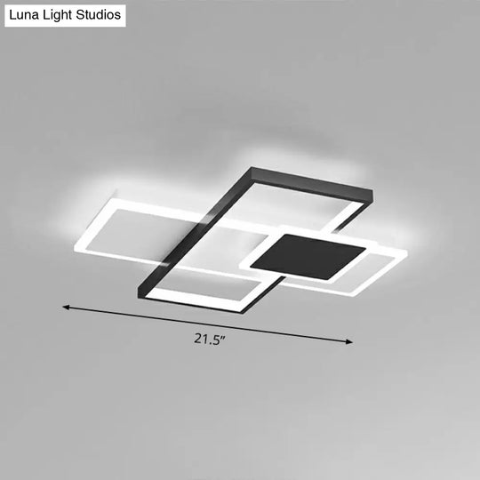 Modern Overlap Ceiling Light: Stylish Metal Flush Mount Fixture For Bedrooms Black / 21.5