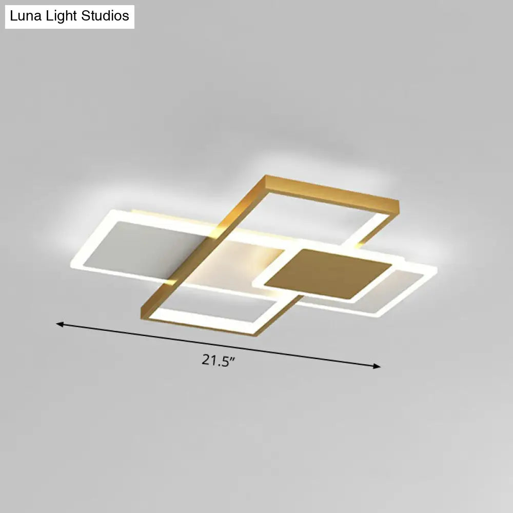 Modern Overlap Ceiling Light: Stylish Metal Flush Mount Fixture For Bedrooms Gold / 21.5