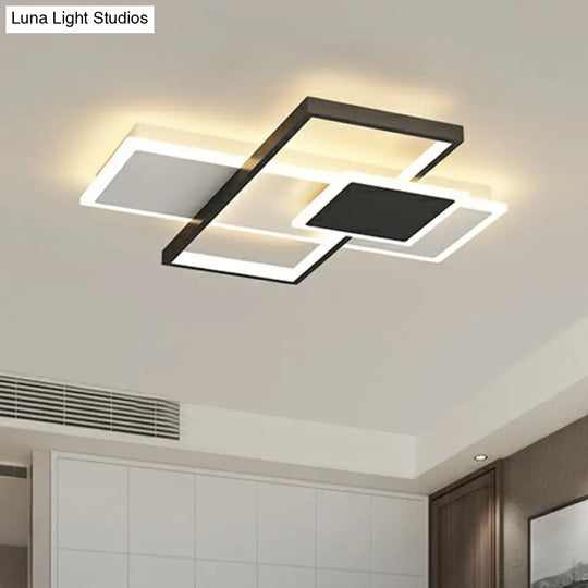 Modern Overlap Ceiling Light: Stylish Metal Flush Mount Fixture For Bedrooms