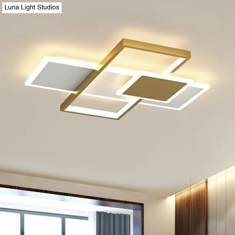 Modern Overlap Ceiling Light: Stylish Metal Flush Mount Fixture For Bedrooms