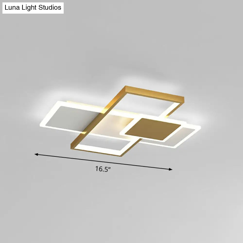 Modern Overlap Ceiling Light: Stylish Metal Flush Mount Fixture For Bedrooms Gold / 16.5