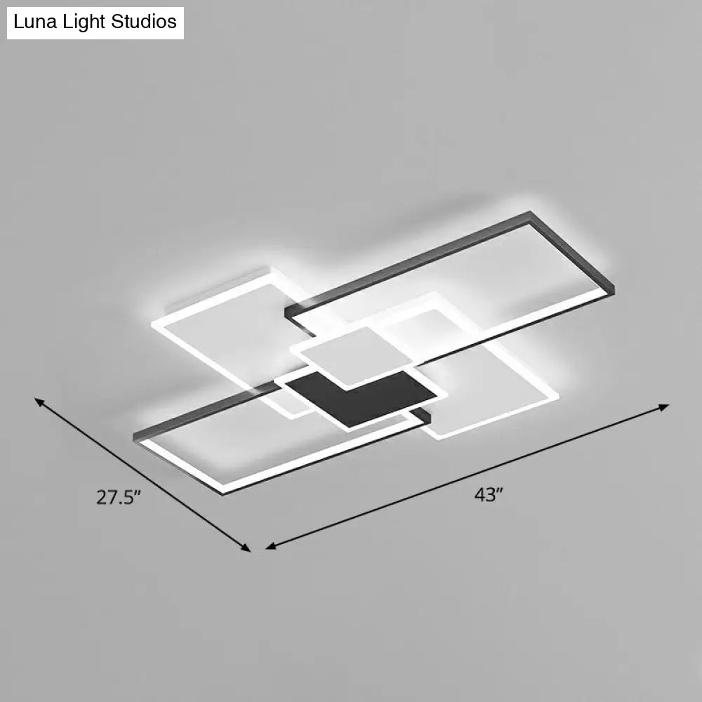 Modern Overlap Ceiling Light: Stylish Metal Flush Mount Fixture For Bedrooms Black / 43