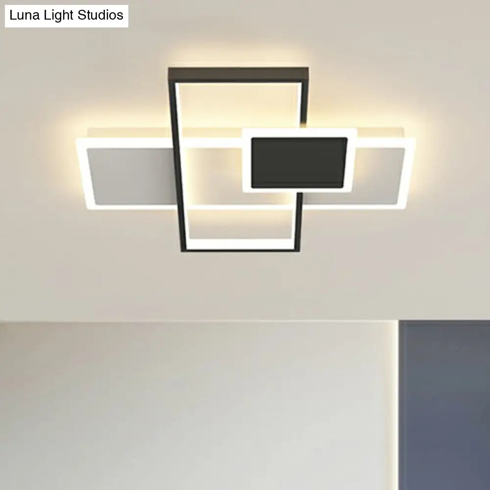 Modern Overlap Ceiling Light: Stylish Metal Flush Mount Fixture For Bedrooms