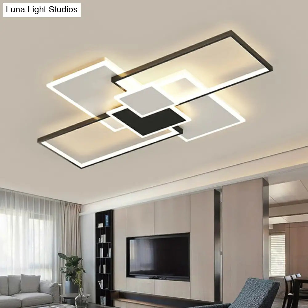 Modern Overlap Ceiling Light: Stylish Metal Flush Mount Fixture For Bedrooms