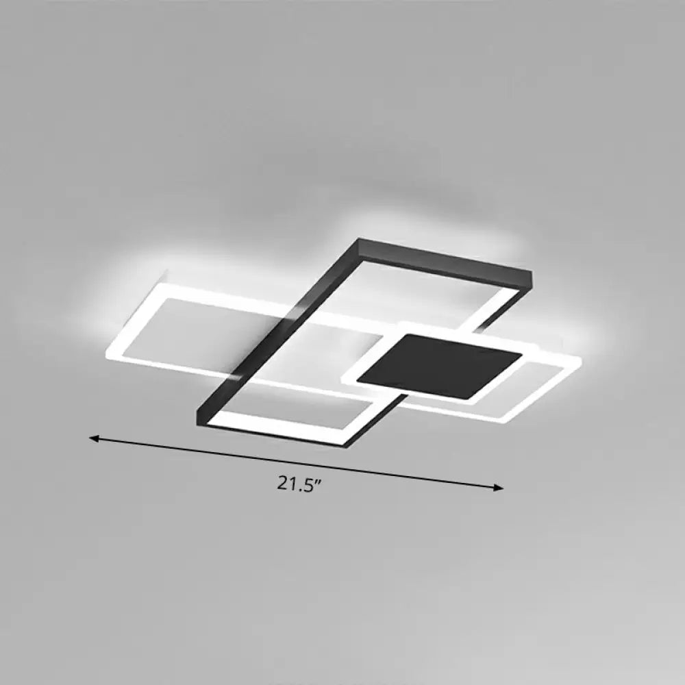 Modern Overlap Ceiling Light: Stylish Metal Flush Mount Fixture For Bedrooms Black / 21.5’