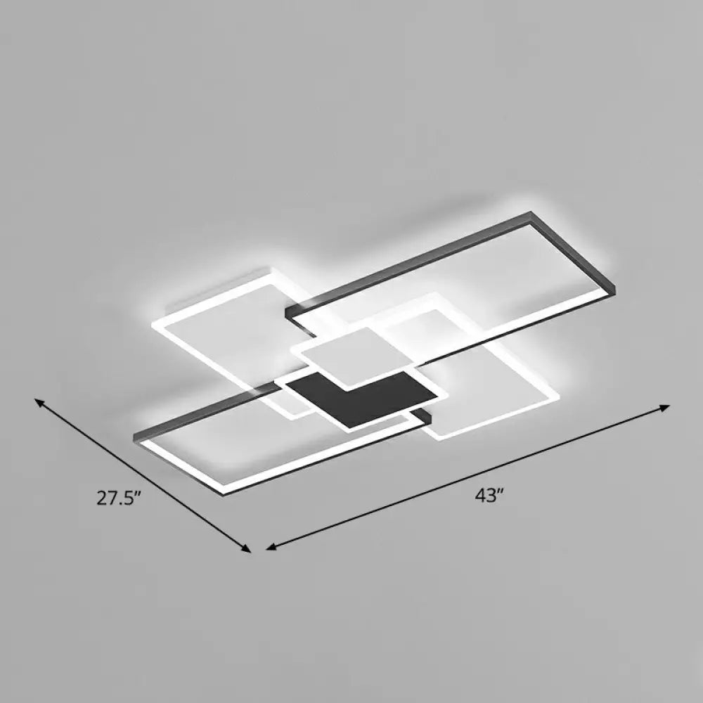 Modern Overlap Ceiling Light: Stylish Metal Flush Mount Fixture For Bedrooms Black / 43’