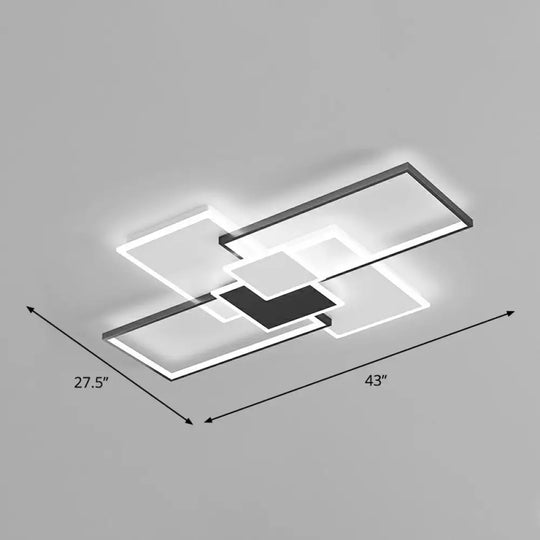 Modern Overlap Ceiling Light: Stylish Metal Flush Mount Fixture For Bedrooms Black / 43’