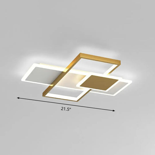 Modern Overlap Ceiling Light: Stylish Metal Flush Mount Fixture For Bedrooms Gold / 21.5’