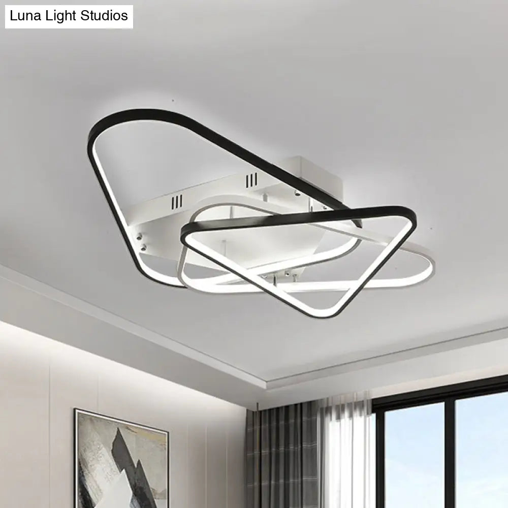 Modern Overlapping Acrylic Ceiling Light - Led Black/White Semi Flush Mount 33’/42’ Width