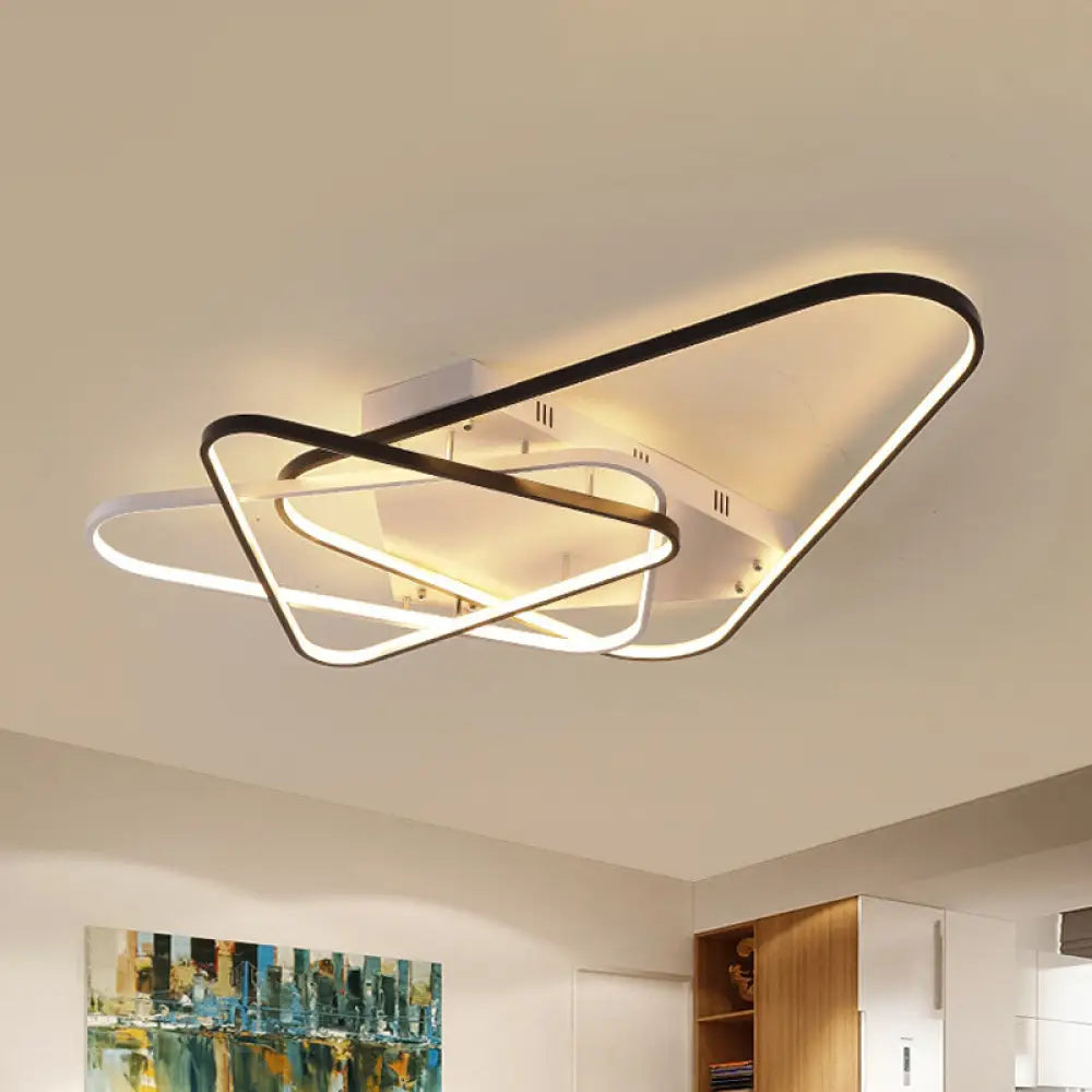 Modern Overlapping Acrylic Ceiling Light - Led Black/White Semi Flush Mount 33’/42’ Width Black