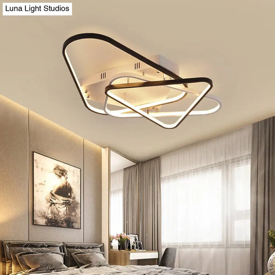 Modern Overlapping Acrylic Ceiling Light - Led Black/White Semi Flush Mount 33/42 Width Black-White