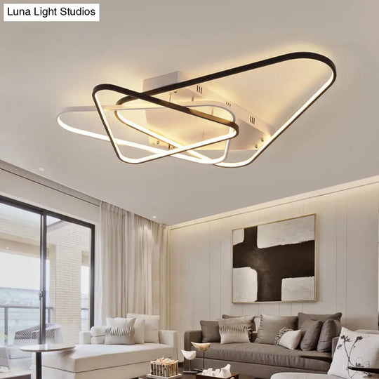 Modern Overlapping Acrylic Ceiling Light - Led Black/White Semi Flush Mount 33/42 Width