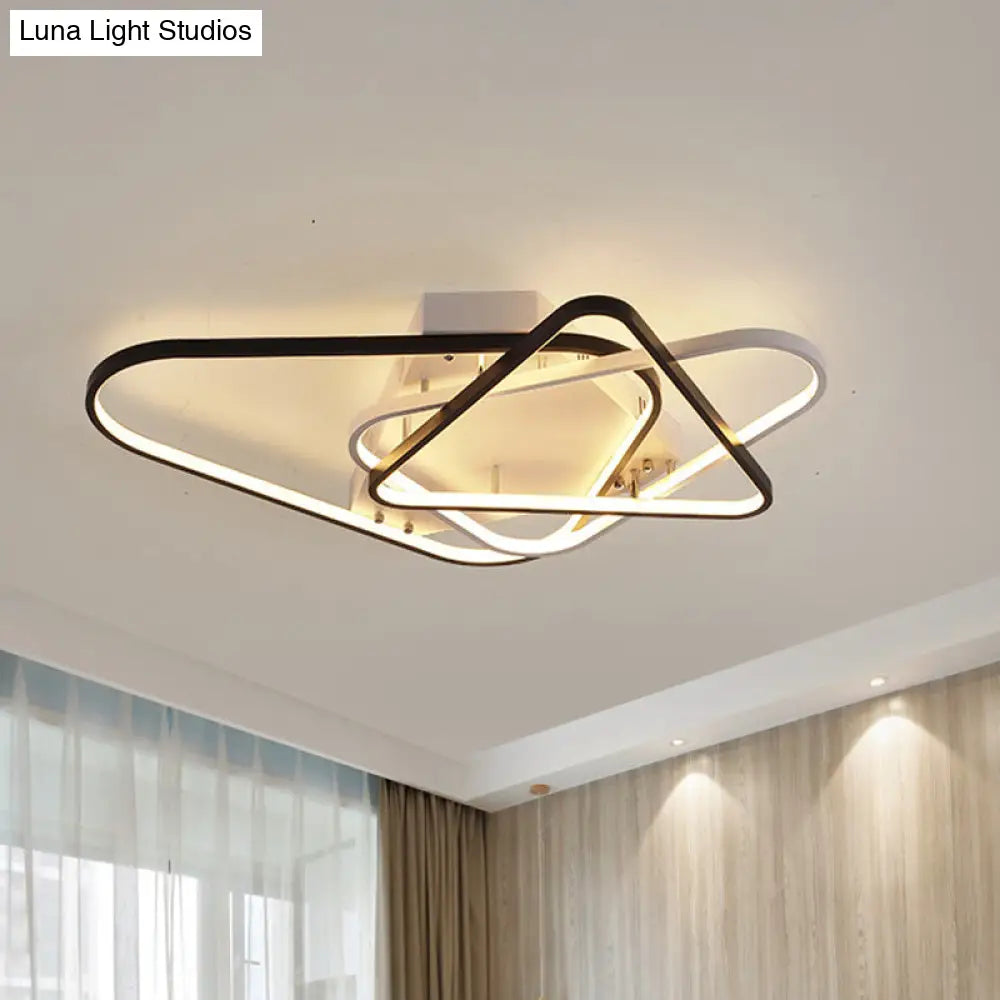 Modern Overlapping Acrylic Ceiling Light - Led Black/White Semi Flush Mount 33’/42’ Width