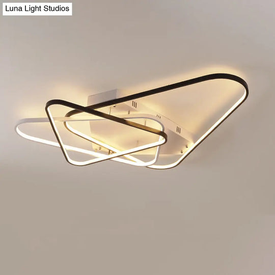 Modern Overlapping Acrylic Ceiling Light - Led Black/White Semi Flush Mount 33/42 Width