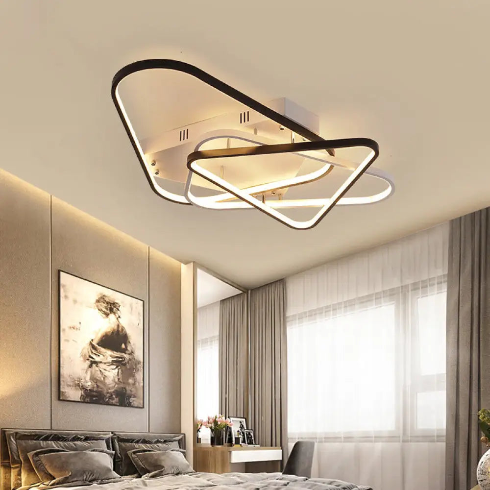 Modern Overlapping Acrylic Ceiling Light - Led Black/White Semi Flush Mount 33’/42’ Width Black