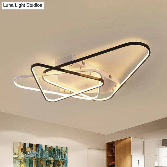 Modern Overlapping Acrylic Ceiling Light - Led Black/White Semi Flush Mount 33/42 Width Black-White