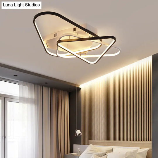 Modern Overlapping Acrylic Ceiling Light - Led Black/White Semi Flush Mount 33’/42’ Width