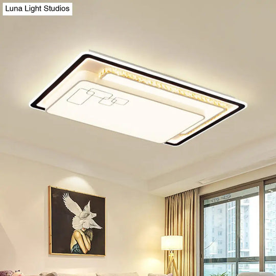Modern Oversized Led Ceiling Lamp With Crystal Accent & Warm/White Light