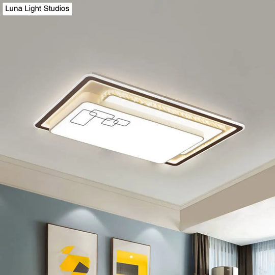 Modern Oversized Led Ceiling Lamp With Crystal Accent & Warm/White Light White /