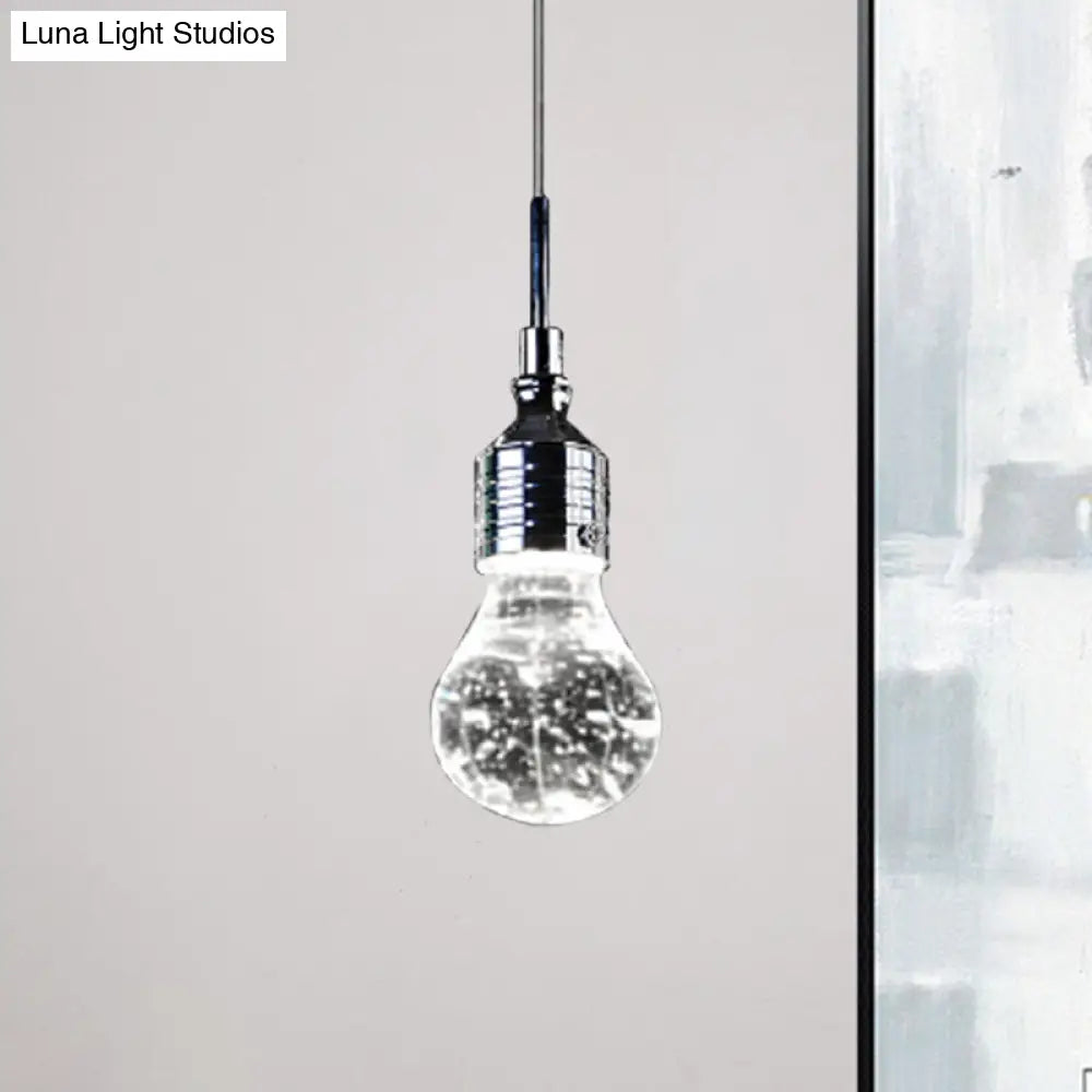 Bubble Crystal Pendant Ceiling Light With Metal Finish And Single Bulb In Warm/White Clear / Warm