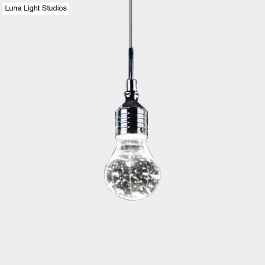 Modern Pendant Ceiling Light: Bulb Shaped Metal With Clear Bubble Crystal Single Hanging Light In