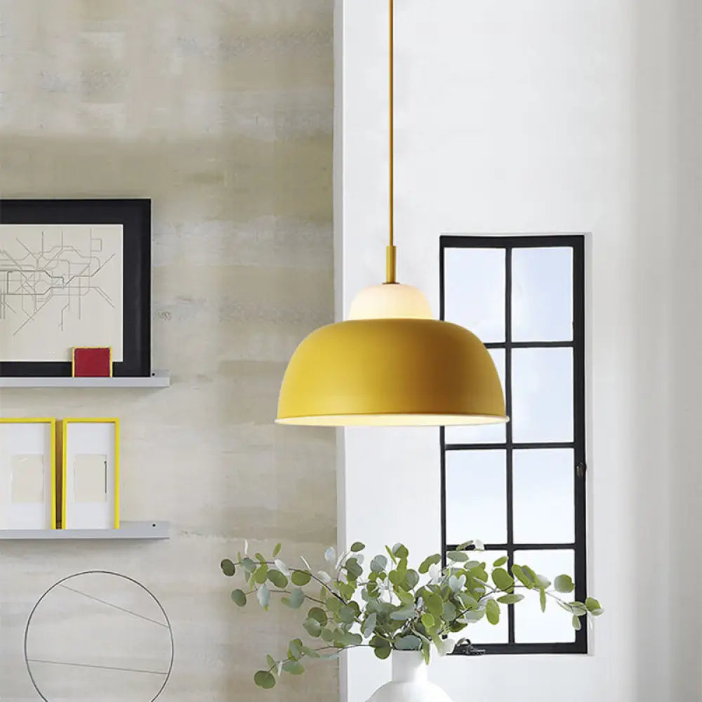 Modern Pendant Lamp For Dining Room Ceiling With Metal Shade Yellow
