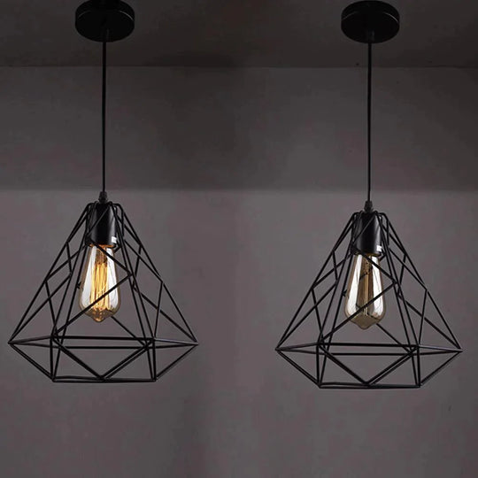 Modern Pendant Light Black Iron Hanging Cage Vintage E27Led Lamp Bulb Industrial Loft Retro Dining Room Restaurant Bar Counte