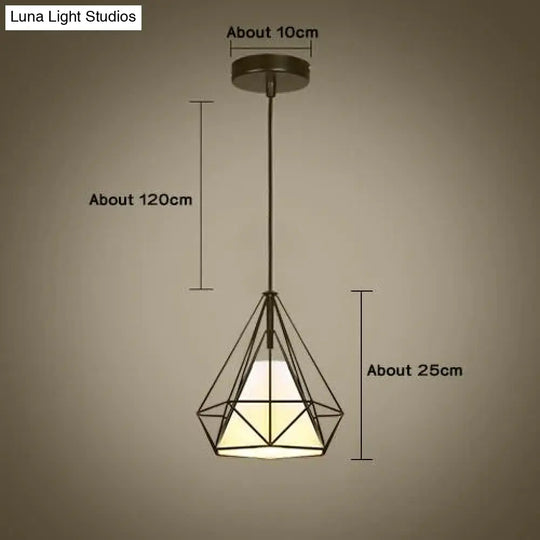 Modern Pendant Light Black Iron Hanging Cage Vintage E27Led Lamp Bulb Industrial Loft Retro Dining