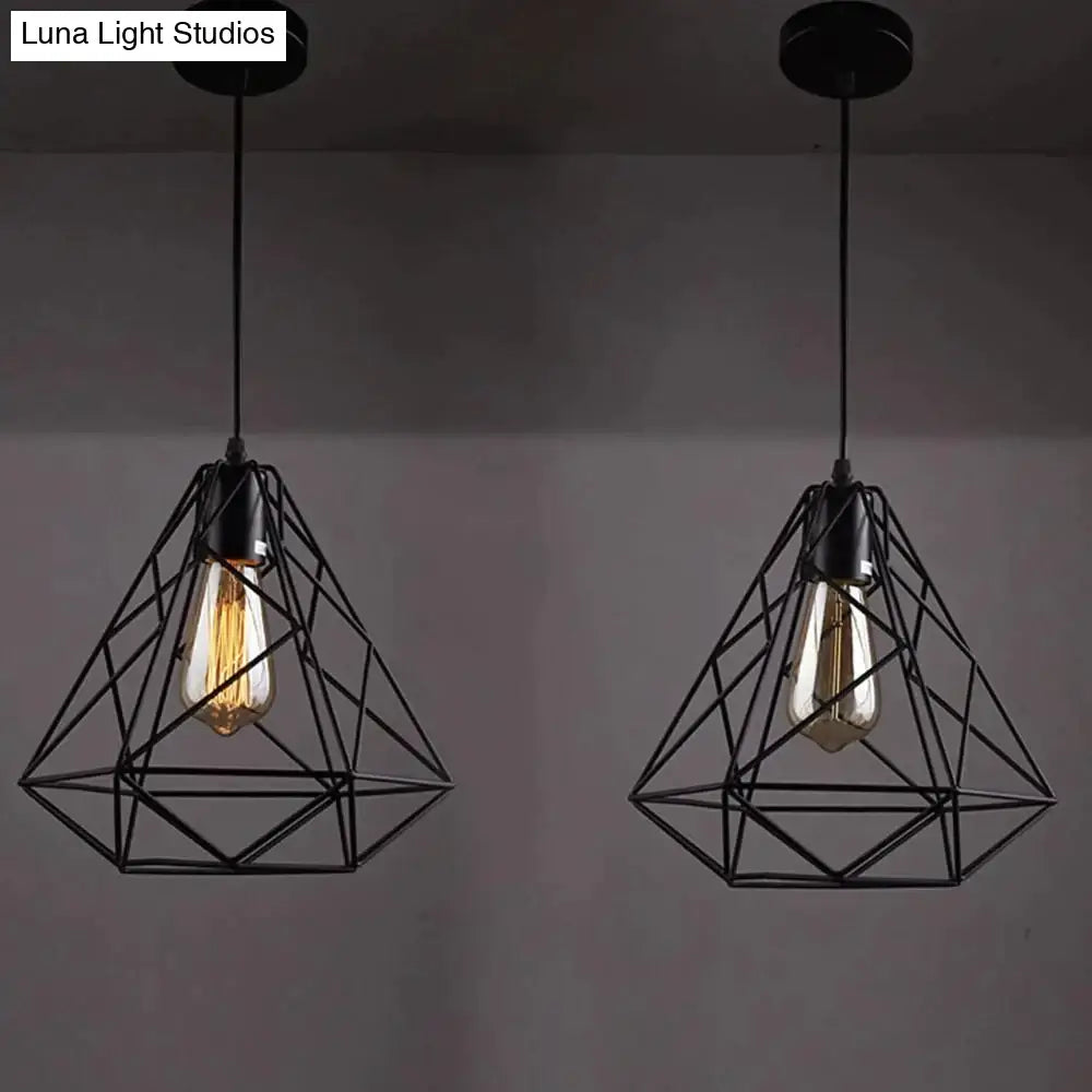 Modern Pendant Light Black Iron Hanging Cage Vintage E27Led Lamp Bulb Industrial Loft Retro Dining