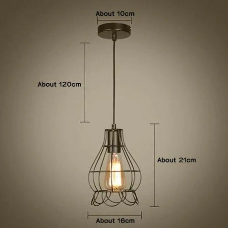 Modern Pendant Light Black Iron Hanging Cage Vintage E27Led Lamp Bulb Industrial Loft Retro Dining