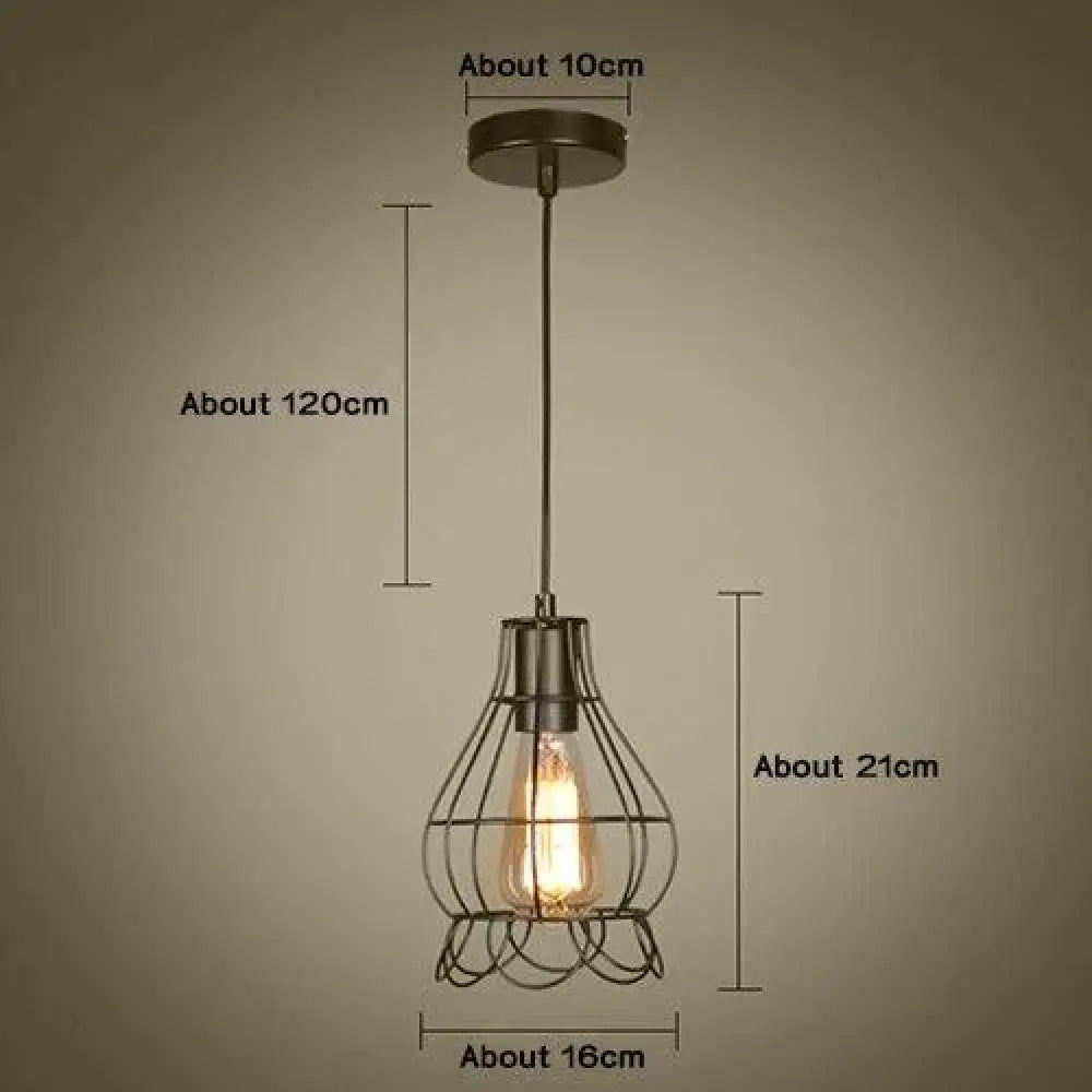 Modern Pendant Light Black Iron Hanging Cage Vintage E27Led Lamp Bulb Industrial Loft Retro Dining