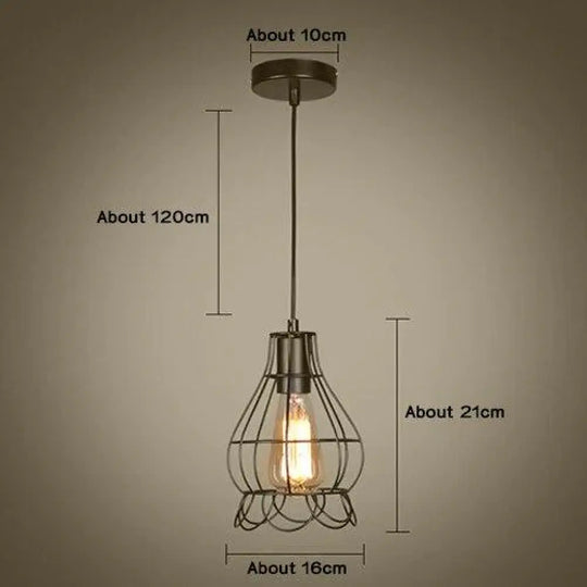 Modern Pendant Light Black Iron Hanging Cage Vintage E27Led Lamp Bulb Industrial Loft Retro Dining