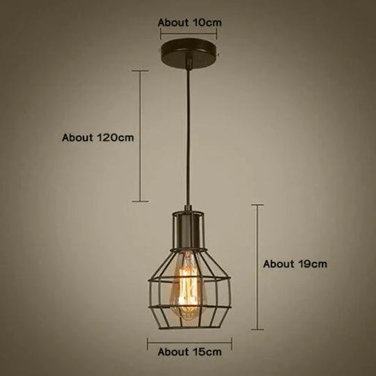 Modern Pendant Light Black Iron Hanging Cage Vintage E27Led Lamp Bulb Industrial Loft Retro Dining