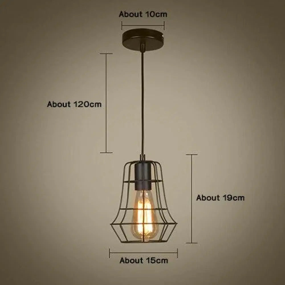 Modern Pendant Light Black Iron Hanging Cage Vintage E27Led Lamp Bulb Industrial Loft Retro Dining