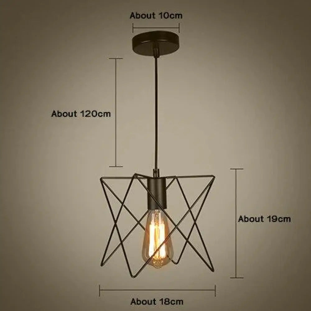 Modern Pendant Light Black Iron Hanging Cage Vintage E27Led Lamp Bulb Industrial Loft Retro Dining