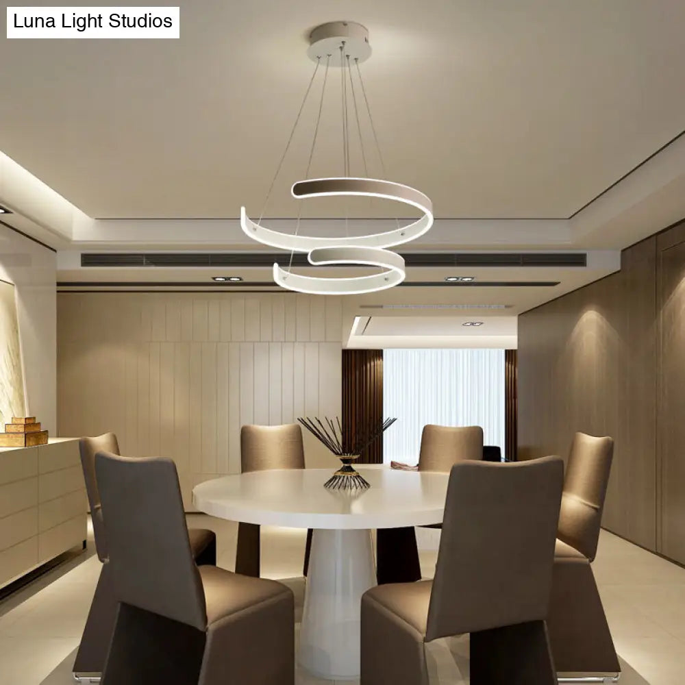 White Pendant Light For Dining Room Contemporary Multi-Ring Hanging Lamp With Neutral