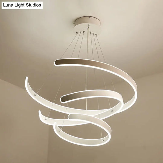 White Pendant Light For Dining Room Contemporary Multi-Ring Hanging Lamp With Neutral / Three Rings