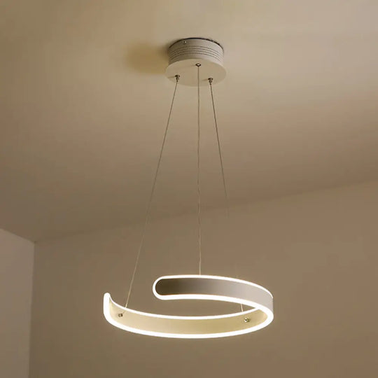 Modern Pendant Light For Dining Room - White Multi Ring Hanging Lamp With Neutral / Single