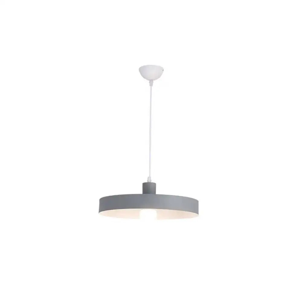 Modern Pendant Light Kit With Metal Pot Lid Shade – Ideal For Dining Room Hanging Lamp Grey