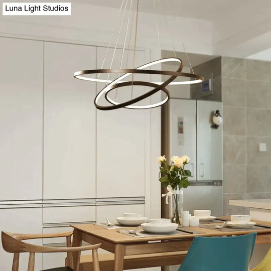 Modern Pendant Lights 4/3/2/1 Circle Rings Acrylic Aluminum Led Lamp For Living Room Dining