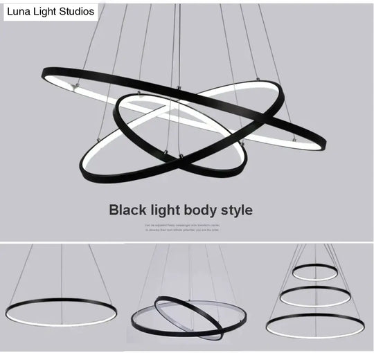 Modern Pendant Lights 4/3/2/1 Circle Rings Acrylic Aluminum Led Lamp For Living Room Dining