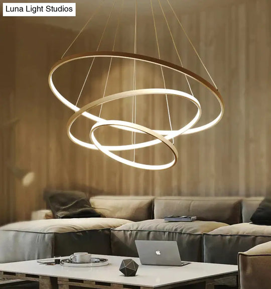 Modern Pendant Lights 4/3/2/1 Circle Rings Acrylic Aluminum Led Lamp For Living Room Dining