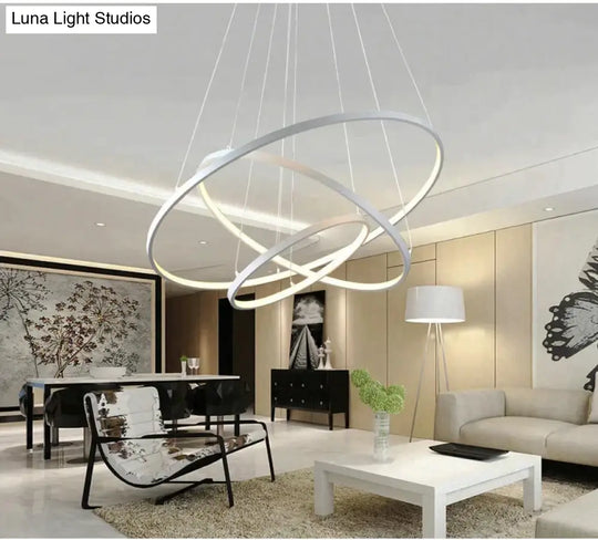 Modern Pendant Lights 4/3/2/1 Circle Rings Acrylic Aluminum Led Lamp For Living Room Dining