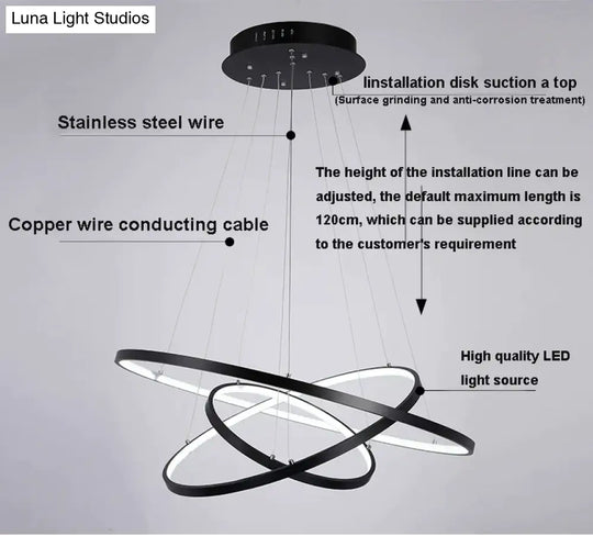 Modern Pendant Lights 4/3/2/1 Circle Rings Acrylic Aluminum Led Lamp For Living Room Dining