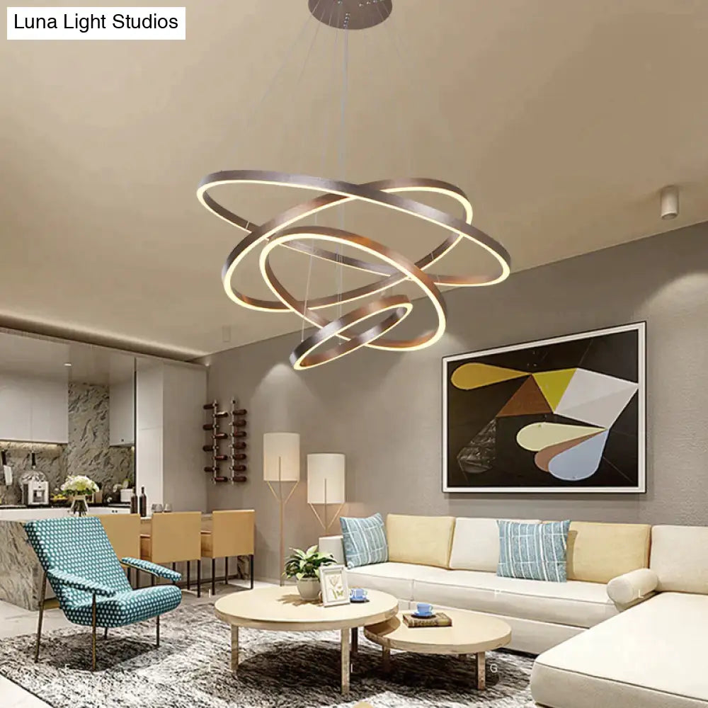 Modern Pendant Lights 4/3/2/1 Circle Rings Acrylic Aluminum Led Lamp For Living Room Dining