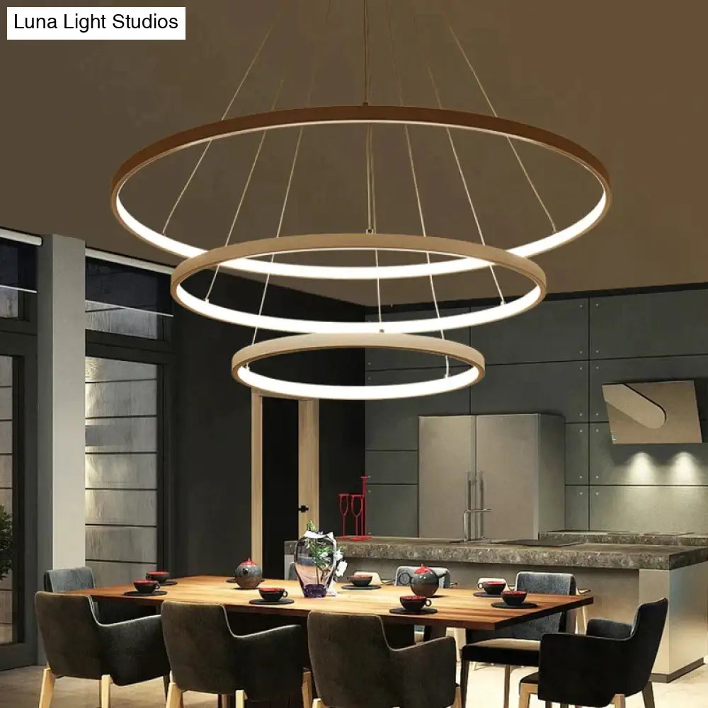 Modern Pendant Lights 4/3/2/1 Circle Rings Acrylic Aluminum Led Lamp For Living Room Dining